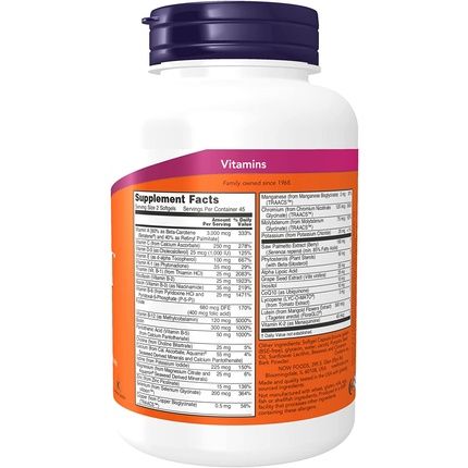 Now Adam Men'S Multivitamin With Saw Palmetto Plant Sterols Lycopene & Coq10 90 Softgels