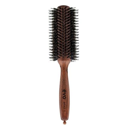 Evo Spike Nylon Pin Bristle Radial Brush 28Mm - Styling Brush With Boar Bristles For Quick And Easy Blow Drying - Certified Wood Hairbrush For Women And Men