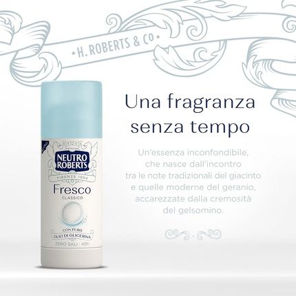 Neutro Roberts Deodorant Stick Fresco Zero Aluminum Salts No Stains With Pure Glycerin Oil Deodorant For Women And Men Dermatologically Tested 40Ml 48H Classic - Image 3