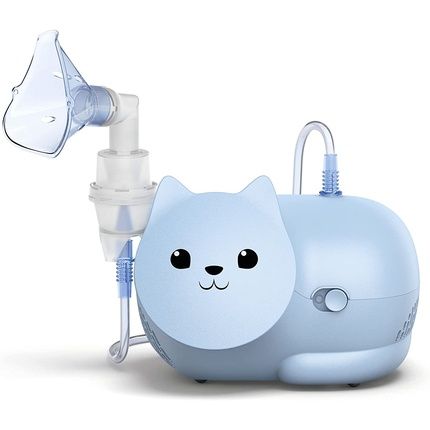 Omron Nami Cat Child-Friendly Compressor Nebulizer For Treating Coughs, Colds, Bronchitis, Asthma And More Light Blue