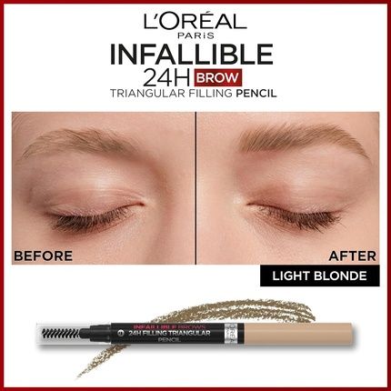 L'Oreal Paris Eyebrow Liner Brow Filling Triangular Pencil Natural Matte Finish With Spoolie Brush Up To 24H Wear Infallible 24H 8.0 Light Cool Blonde - Image 3