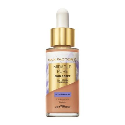 Max Factor Miracle Pure Foundation With Serum For Face 60-80 Light To Medium 30Ml