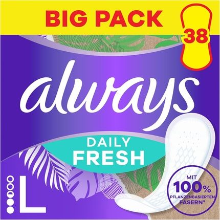 Always Daily Fresh Long Panty Liners With 100% Plant-Based Fibers 38 Count