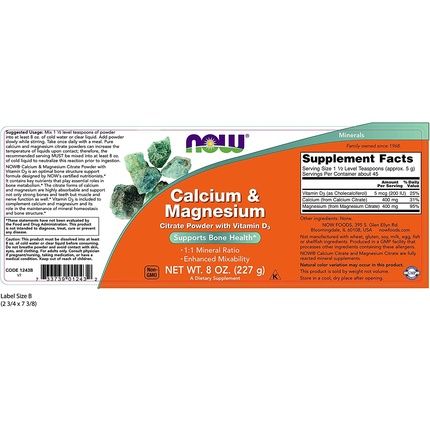 Now Foods Calcium & Magnesium Citrate Powder With Vitamin D3 227G