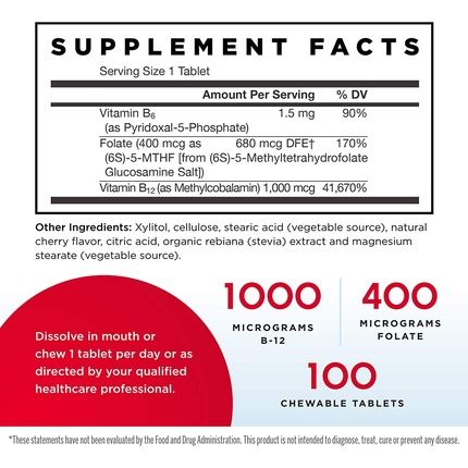 Jarrow Methyl B-12/Methyl Folate And Pyridoxal-5-Phosphate (P-5-P) Lozenges Supports Brain Health 100 Count