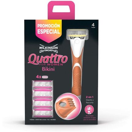 Wilkinson Sword Quattro For Women Biki, Rechargeable, 4 Blades, For Women, Met