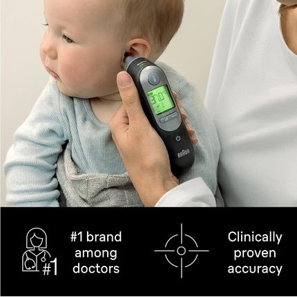Braun Thermoscan 7 Ear Thermometer With Age Precision Technology Colour-Coded Digital Display Baby And Infant Friendly 6520 Black - Image 3