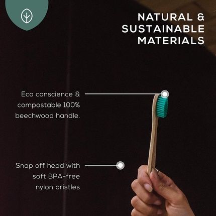 Georganics Beech Toothbrush Eco-Friendly Compostable Handle Bpa-Free Bristles Adult Medium - Image 3