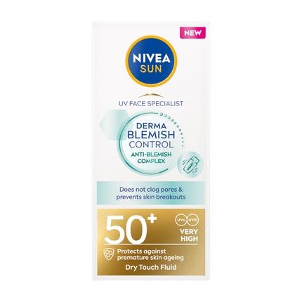 Nivea Sun Uv Face Derma Blemish Control Fluid Spf50+ Moisturizing Balm For Imperfect Skin 40Ml