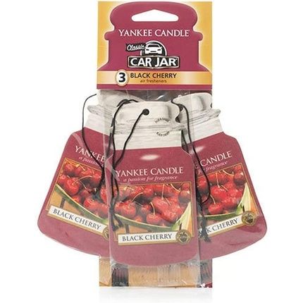 Yankee Candle Car Jar Scented Air Freshener Black Cherry - Pack Of 3