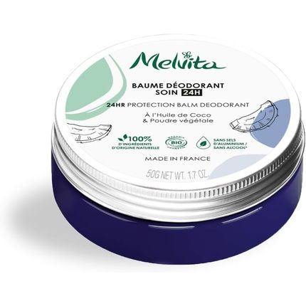 Melvita 24H Deodorant Balm Anti-Odour Action 100% Natural Vegan Formula Certified Organic All Skin Types Fragrance Free No Aluminium Salts No Alcohol