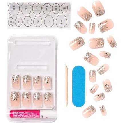 Kiss Gel Fantasy Collection Glue-On Manicure Kit Fanciful Medium Length Square Fake Nails 24 Count - Image 3