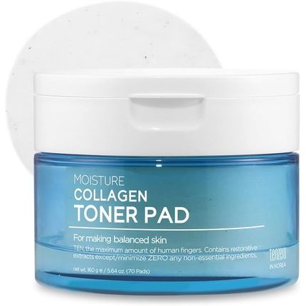 Tenzero Moisture Collagen Toner Pad 70Ea 100% Natural Cotton Hydrating
