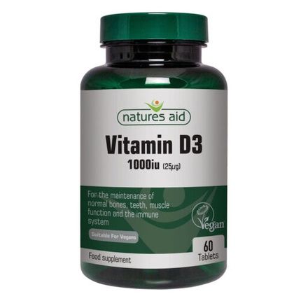 Natures Aid Vegan Vitamin D3 1000Iu 60 Tablets