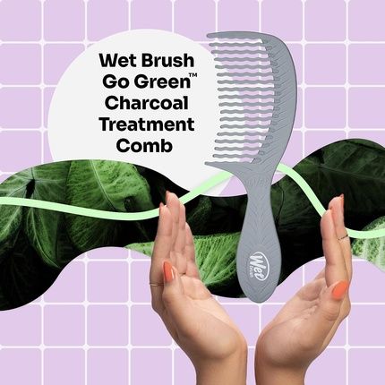 Wetbrush Go Green Treatment Comb Wide Tooth Wave Tooth Design Detangles Pain Free Plant Based Charcoal Infused