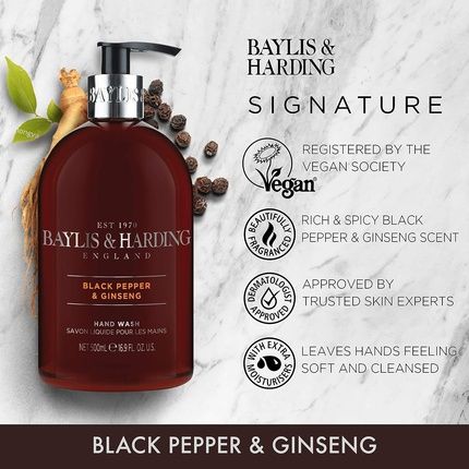 Baylis & Harding Men'S Hand Wash Black Pepper And Ginseng 500Ml - Image 3