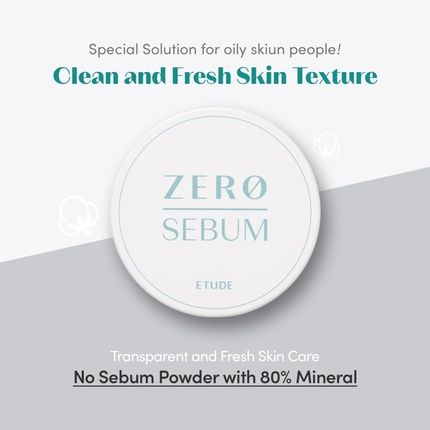 Etude Zero Sebum Drying Powder 4G New Lightweight Oil Control No Sebum Loose Face Powder With 80% Mineral Long Lasting For Setting Or Foundation Makes Skin Downy 4G