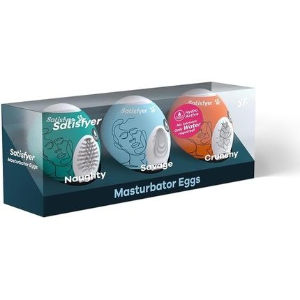 Satisfyer Masturbator Egg Set Naughty, Savage & Crunchy - Pack Of 3
