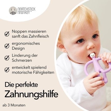 Matchstick Monkey Original Teething Ring Baby Teething Aid With Soft Nubs - Image 3