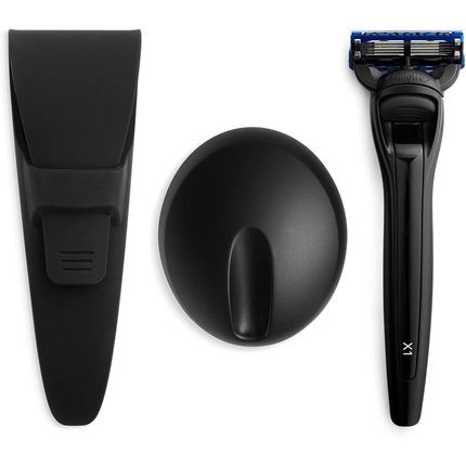 Bolin Webb Handle With Razor Stand And Waterproof Travel Case In Nero Black With Gillette Fusion5 Blade Cartridge