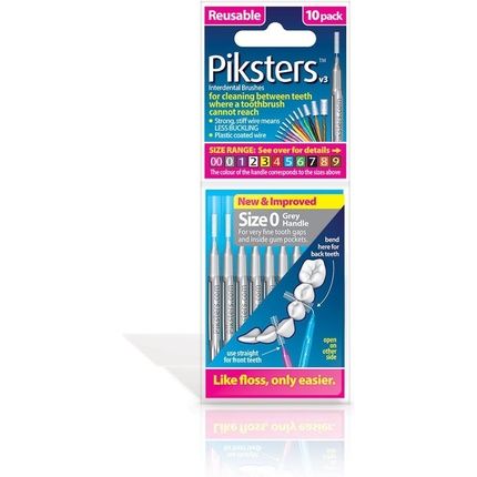 Piksters Interdental Brushes Size 0 Grey Handle 10 Count