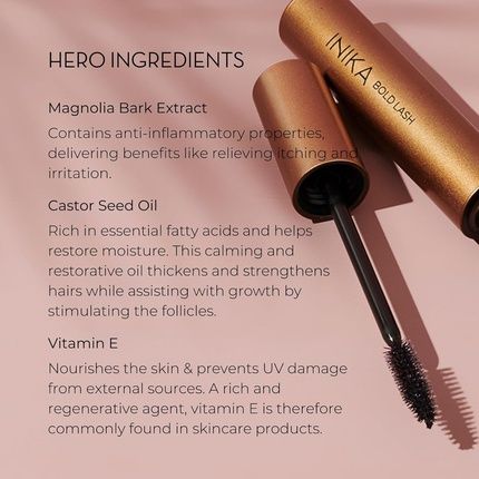 Inika Organic Bold Lash Mascara Vegan And Non-Toxic Amplifies Lashes For Volume And Length With Conditioning Botanical Ingredients And Pure Mineral Pigments Cruelty-Free 13Ml - Image 3