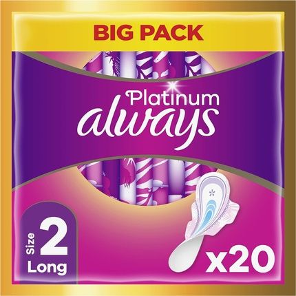 Always Platinum Long Plus Size 2 Sanitary Towels With Wings