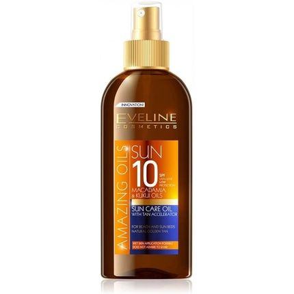 Eveline Amazing Oils Sun Care Dry Oil With Tan Accelerator Spf10 150Ml - Uk Stock