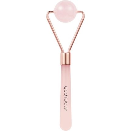 Ecotools Rose Quartz Contour Roller Skincare Sculpting Tool Facial Roller For Depuffing Calming Skin Unique Ball Shape Natural Beauty Tool Pink
