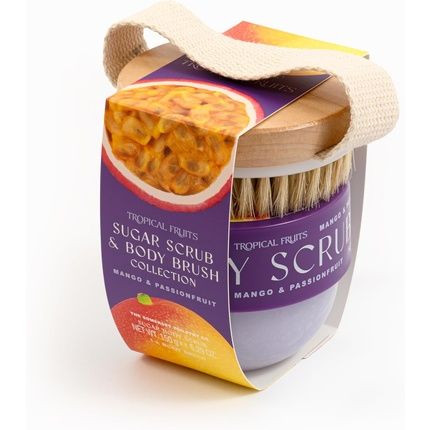 Tropical Fruits Gentle Exfoliating Sugar Scrub & Brush Mango And Passionfruit 150G