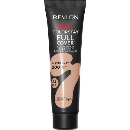 Revlon Colorstay Full Cover Longwear Matte Foundation Heat & Sweat Resistant Lightweight Face Makeup 30Ml 200 Nude