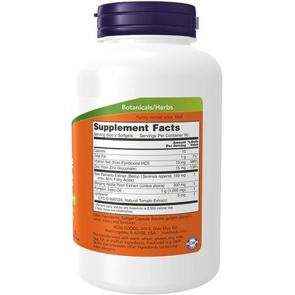 Now Foods Prostate Support With Saw Palmetto 180 Capsules