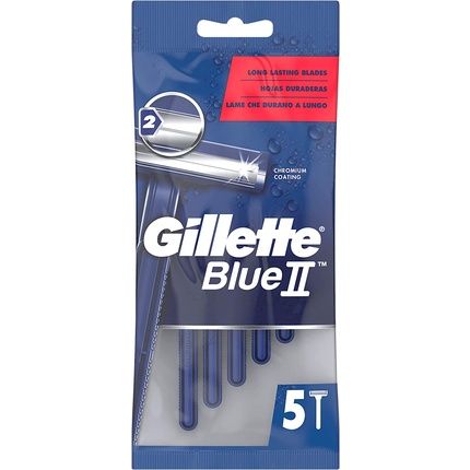 Gillette Blueii Men'S Disposable Razors 2-Blades Razor Fixed Head - Pack Of 5