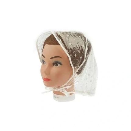 Sibel White Polka Dot Rain Bonnet