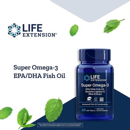 Life Extension Super Omega-3 Epa/Dha With Sesame Lignans & Olive Extract 60 Softgels - Image 3