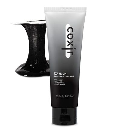 Coxir Txa Mucin Pore Mask Cleanser With Tranexamic Acid, Charcoal, And Black Rice
