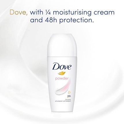 Dove Powder Anti-Perspirant Roll On Deodorant With  1/4 Moisturising Cream 50Ml - Image 3