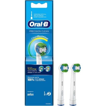 Oral-B Precision Clean Replacement Heads With Cleanmaximiser Technology 2 Pieces Green Yellow