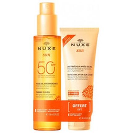 Nuxe Sun Tanning Oil For Face And Body Spf 50 150 Ml Nuxe Sun Refreshing Aftersun Milk For Face And Body 100 Ml Sun Care Set - Image 3