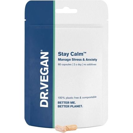 Dr.Vegan Stay Calm For Stress And Anxiety 60 Capsules - Two A Day Including Ashwagandha Ksm-66 150Mg Cordyceps 150Mg Rhodiola 100Mg Schisandra 100Mg