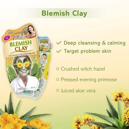 7Th Heaven Blemish Clay Mud Face Mask With Witch Hazel And Aloe Vera 20G - Image 3