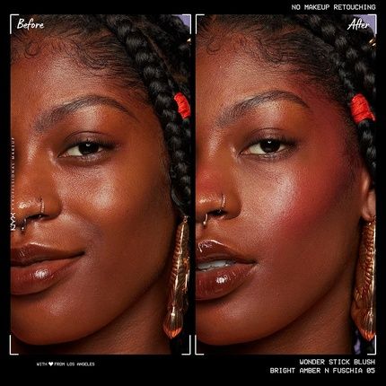 Nyx Professional Makeup Wonder Stick Blush With Hydrating Hyaluronic Acid Dual-Ended Cream Stick Bright Amber And Fuchsia - Image 3