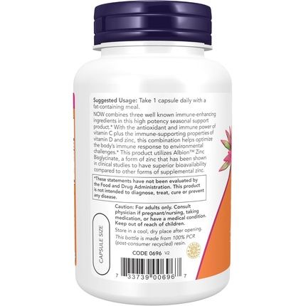 Now Foods C1000 Zinc & D3 Veg Capsules - Image 3