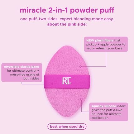 Real Techniques Miracle 2-In-1 Powder Puff Dual-Sided Full-Size Makeup - Image 3