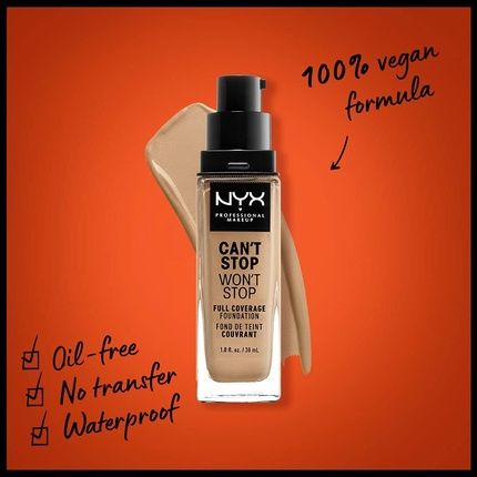 Nyx Professional Makeup Can'T Stop Won'T Stop Full Coverage Foundation Vegan Formula Matte Finish 11 Beige 30Ml