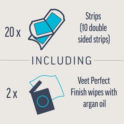 Veet Expert Sensitive Waxing Strips 20 Cold Wax Strips 4 Finish Wipes Eyebrow Facial Face For Sensitive Skin Hydrating Exfoliating - Image 3