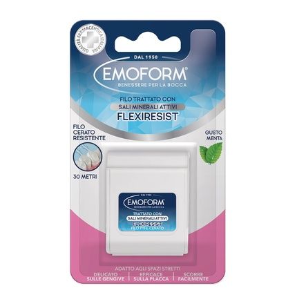 Emoform Flexiresist Waxed Dental Floss With Mineral Salts And Mint 30M
