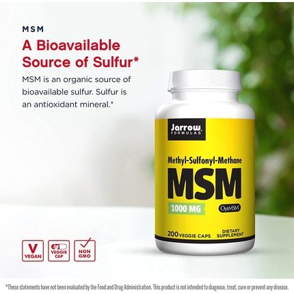 Jarrow Formulas Msm Methyl-Sulfonyl-Methane Sulfur 1000Mg 200 Vcaps - Image 3