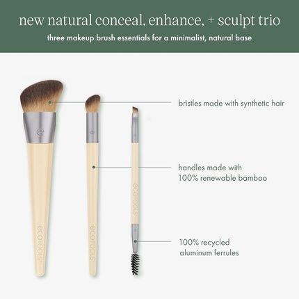 Ecotools New Natural Conceal Enhance & Sculpt Trio Makeup Brushes 3 Piece Set - Image 3
