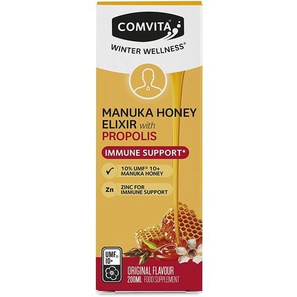 Comvita Immune Support Manuka Honey Elixir With Propolis And Zinc Umf 10+ Mgo 263+ 200Ml